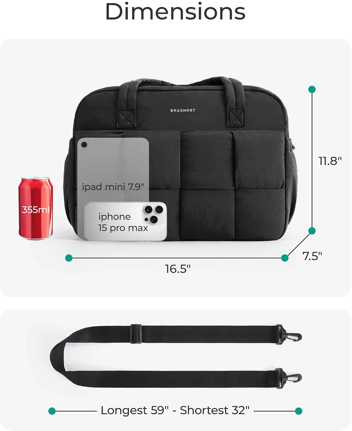 Thumbnail 2 de BAGSMART 24L travel bag for overnight trips with wet pocket and laptop compartment