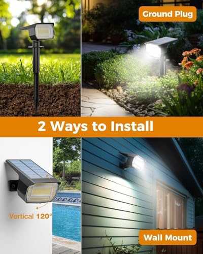 Detalle de btfarm Lot de 8 Spots Solaires Extérieurs 72 LED – IP65, lumière blanche 6500K, 120°