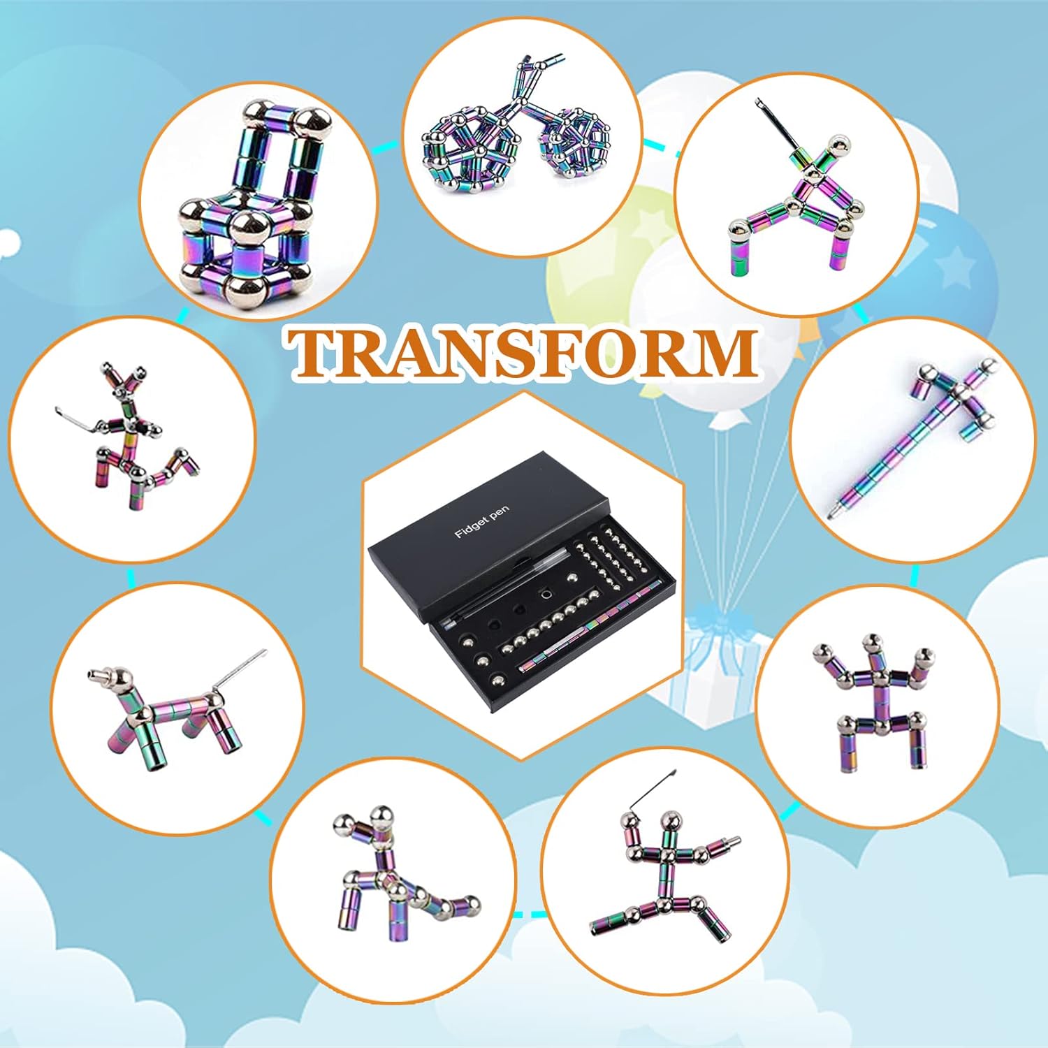 Thumbnail 5 de Magnetic Fidget Pens for Adults & Teens (Graduation Gift) — Deformable magnetic ring + steel ball pen toy