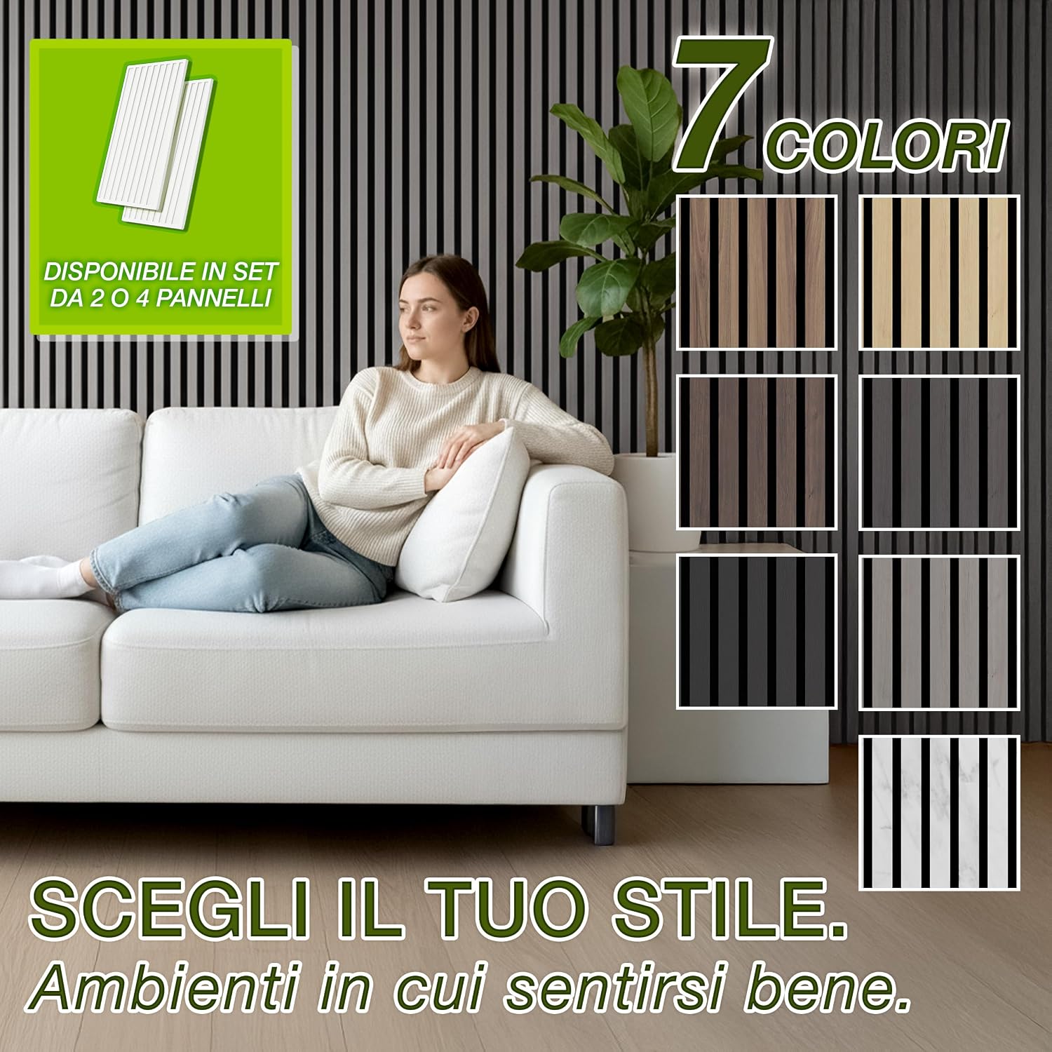 Detalle 2 de Pannelli acustici TRESKO in legno 120 x 60 cm con ganci per abiti – design 3D rovere grigio