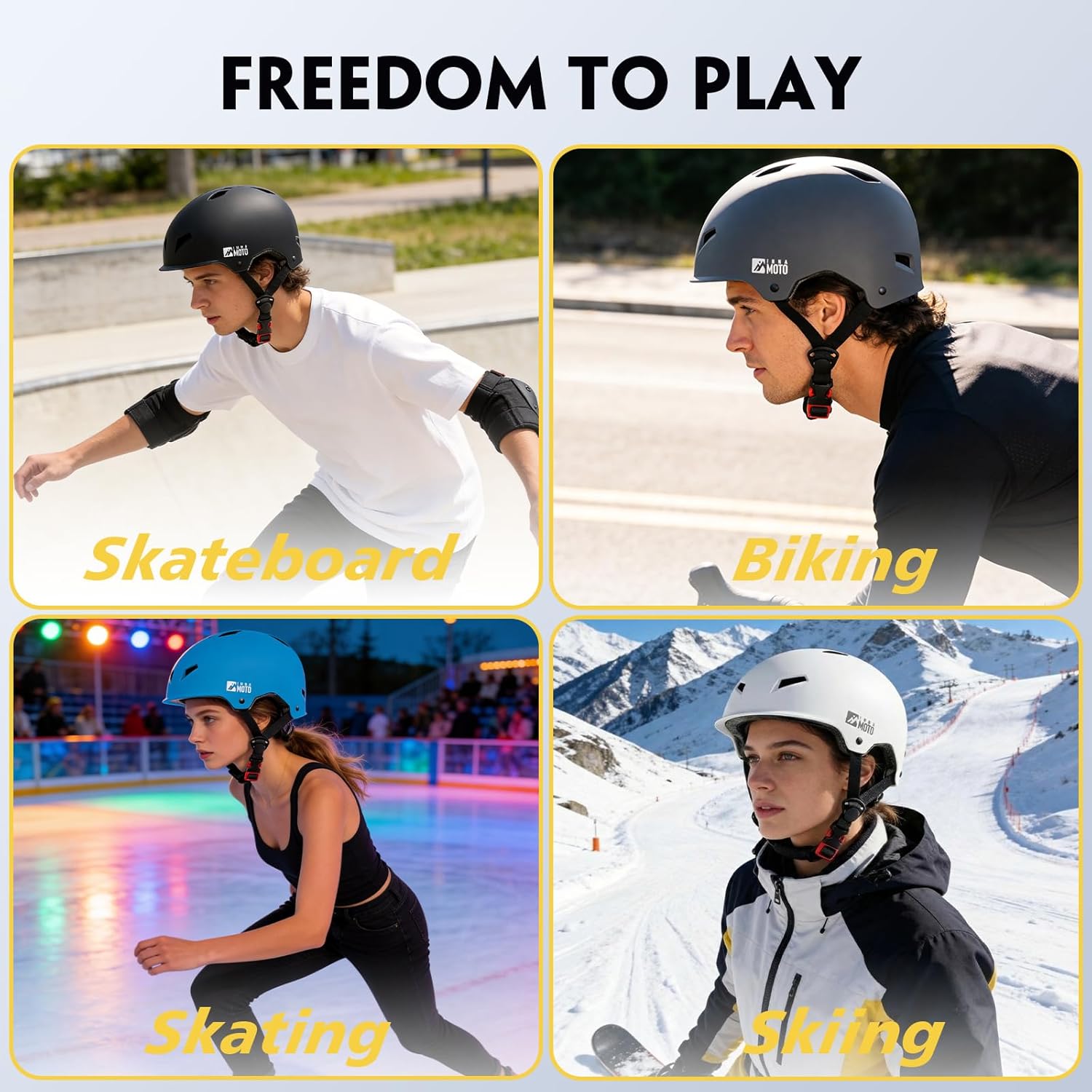 Detalle de Innamoto Adjustable Skateboard Helmet for Adults (CPSC 1203 / ASTM 1492)