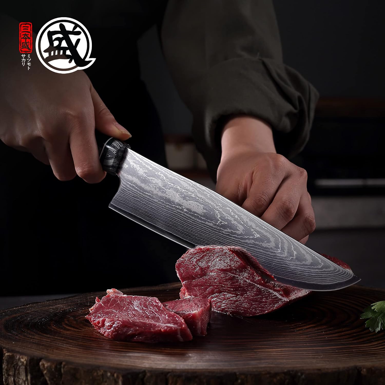 Thumbnail 3 de MITSUMOTO SAKARI 20 cm Gyuto-koksmes van HAP40-poederstaal