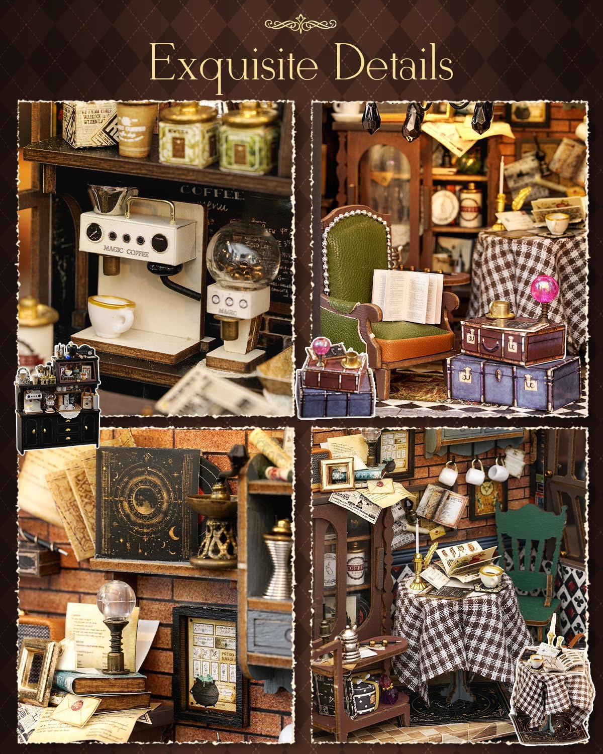 Thumbnail 4 de CUTEBEE – Kit de maison de poupée à monter soi‑même, café rétro en bois 3D