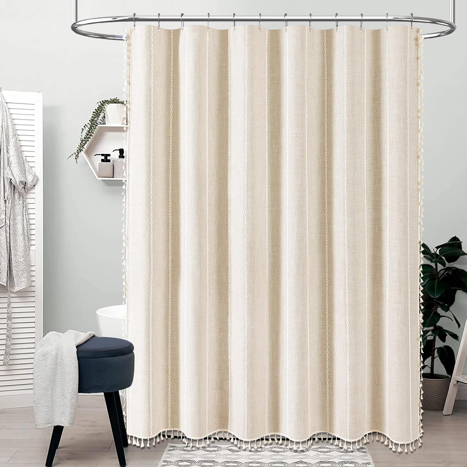 Detalle 2 de BTTN Boho Farmhouse Shower Curtain 72x72