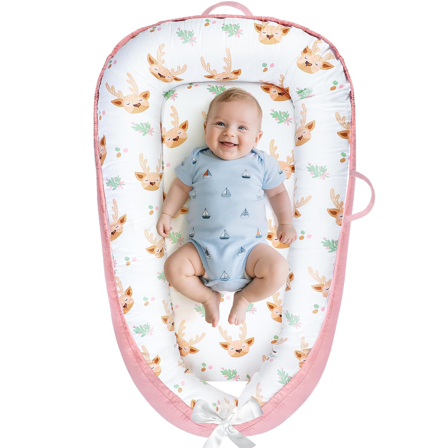 Thumbnail 6 de URMYWO Babynestchen Neugeborene – Nestchen 90x50 cm aus 100% Baumwolle, zweifarbig, handgefertigt
