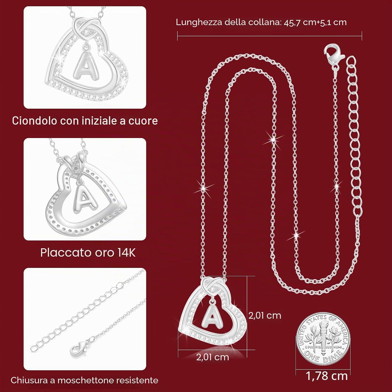 Detalle 2 de Collana con lettera A-Z in argento