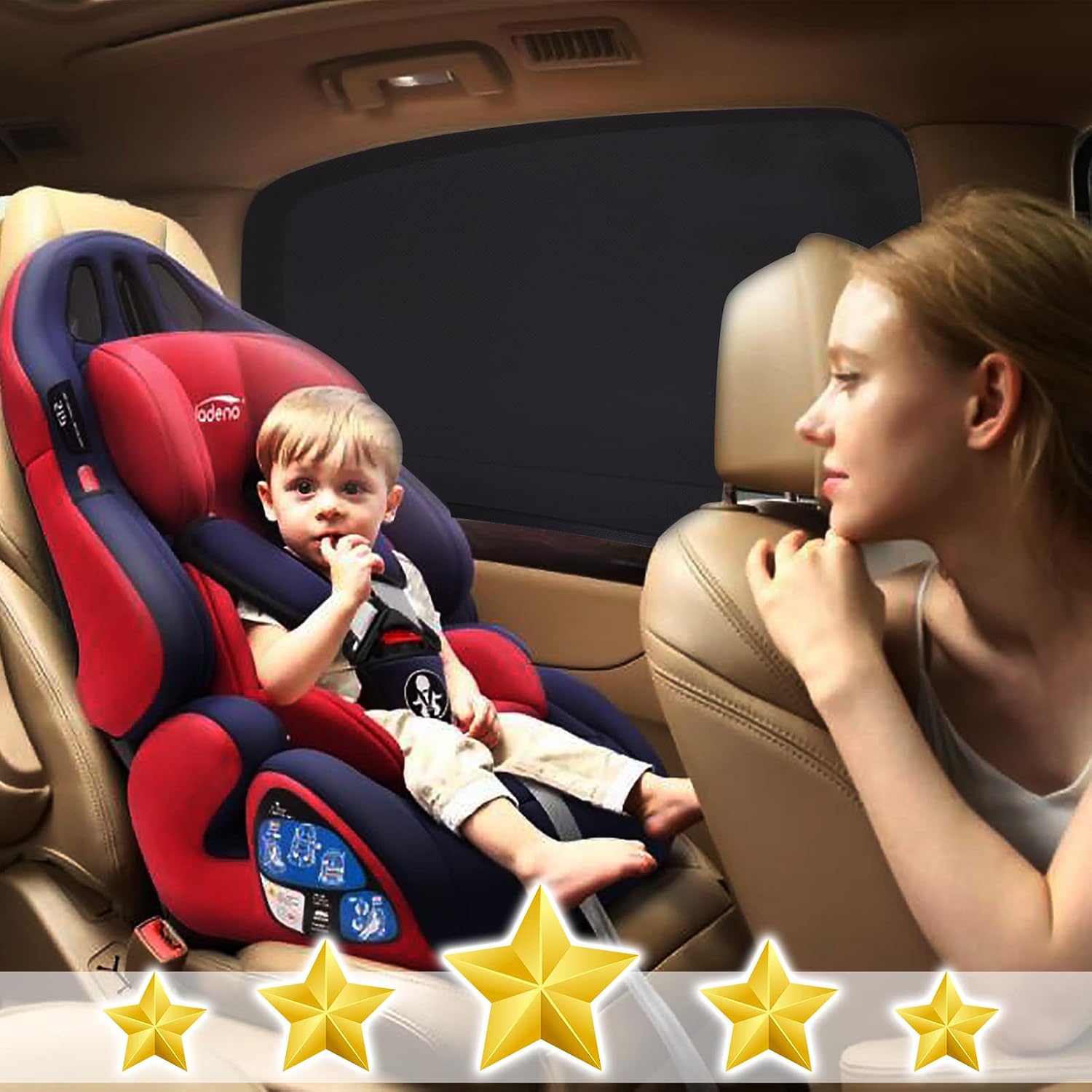 Detalle 2 de Trusiel Tendine Parasole Auto Bambini, confezione da 2 (Nere) per oscurare i vetri e proteggere da UV