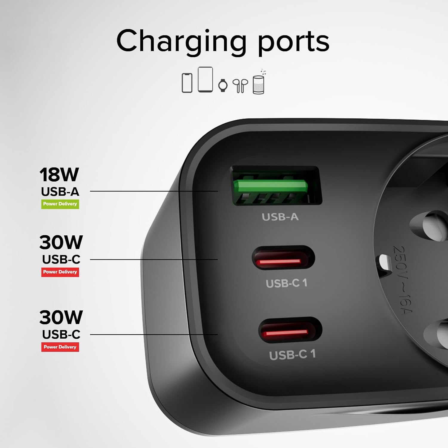 Thumbnail 3 de SBS Fuente de alimentación multisocket USB C/A Schuko 3500 W