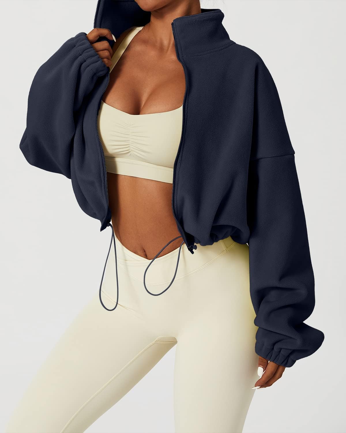 Thumbnail 1 de QINSEN Women's Full Zip Fleece Short Jacket: Warmth, Style, and Easy Care in a Cropped Winter Layer