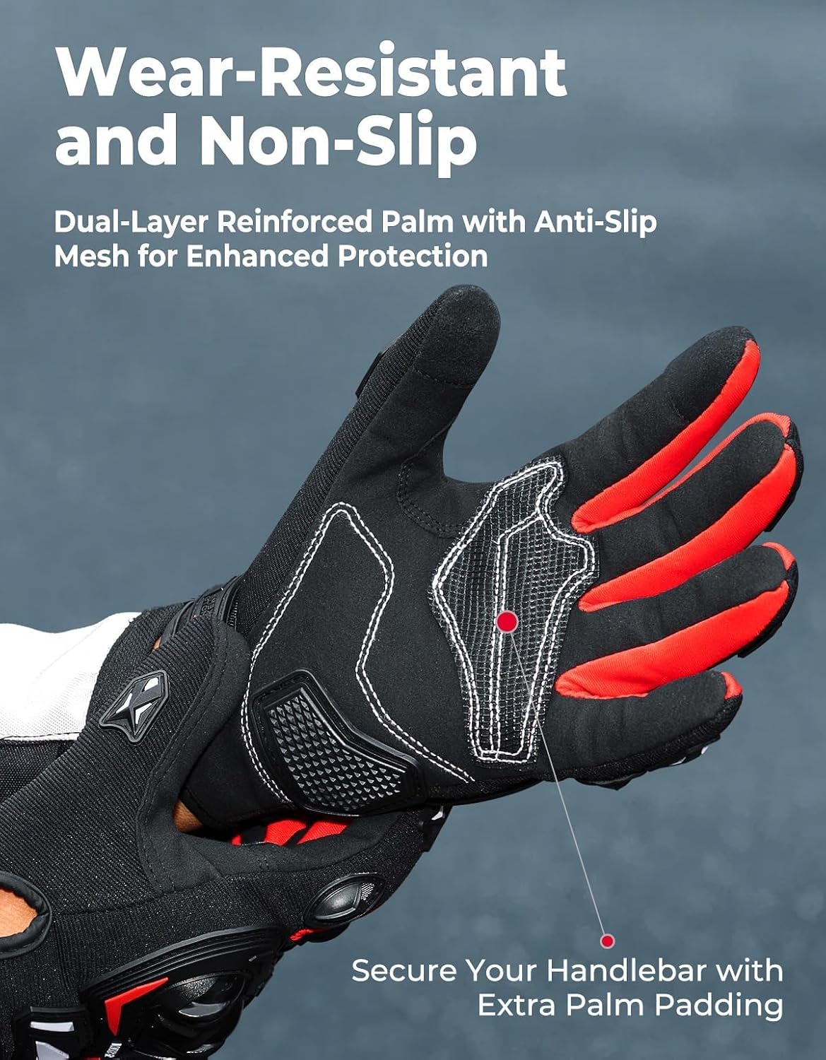 Thumbnail 3 de KEMIMOTO Motorcycle Gloves for Men — Touchscreen Compatible, Abrasion-Resistant Palm