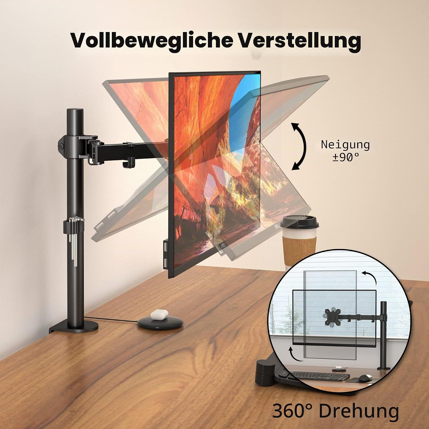 Detalle 2 de BONTEC Monitorhalterung 13â32 Zoll, VESA 75/100, Schwarz đ„