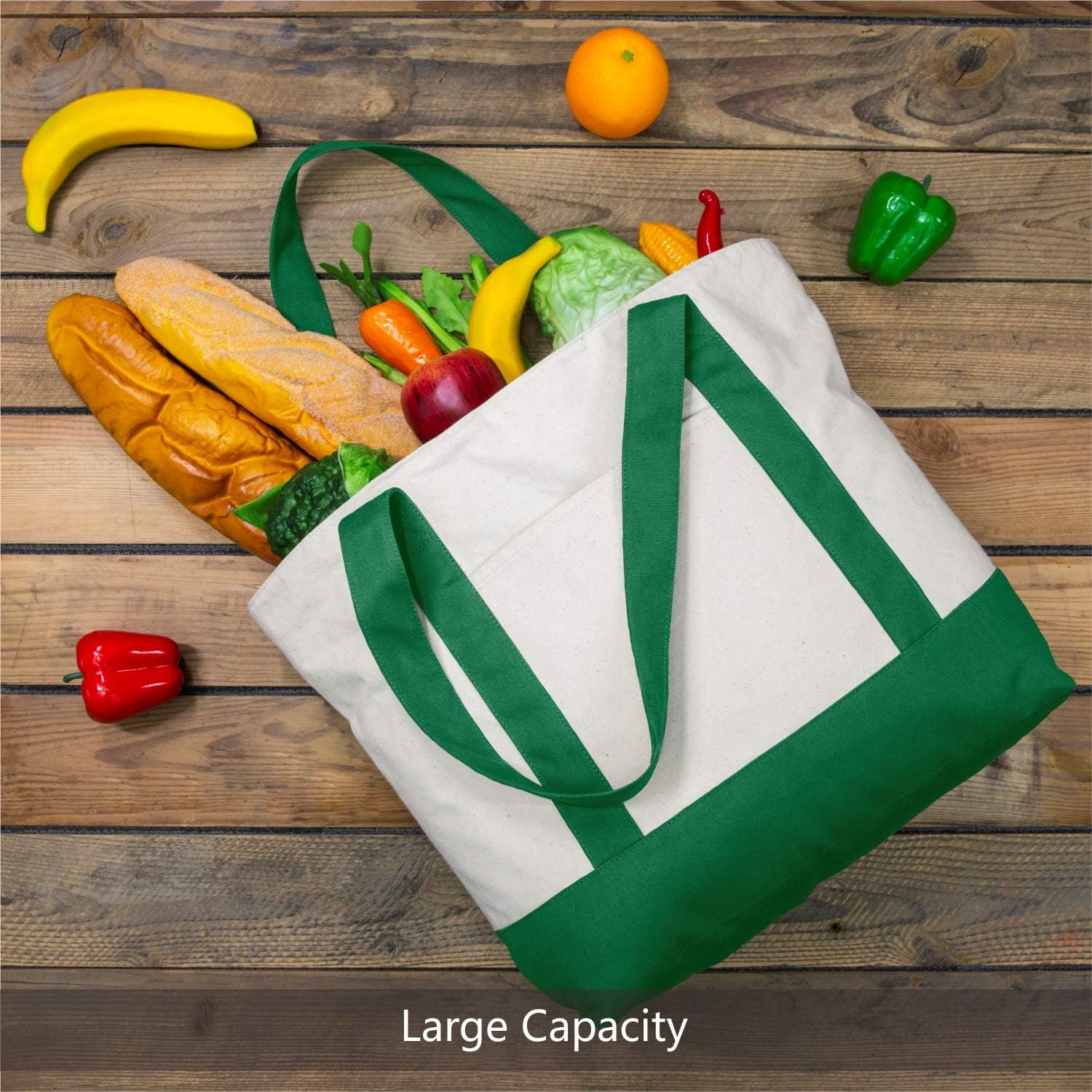 Detalle 2 de TOPDesign Canvas Tote Bag with External Pocket & Zipper Closure