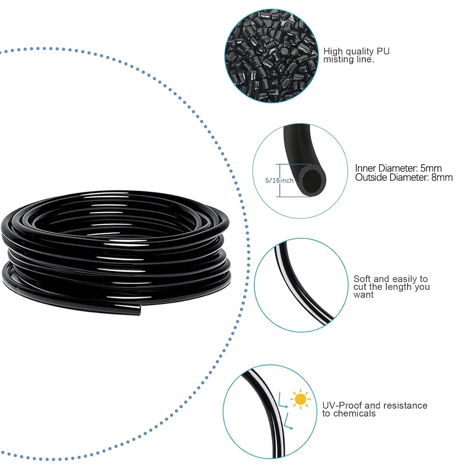 Detalle de Suyeah 49.21ft automatic drip irrigation kit with 360° bendable nozzle