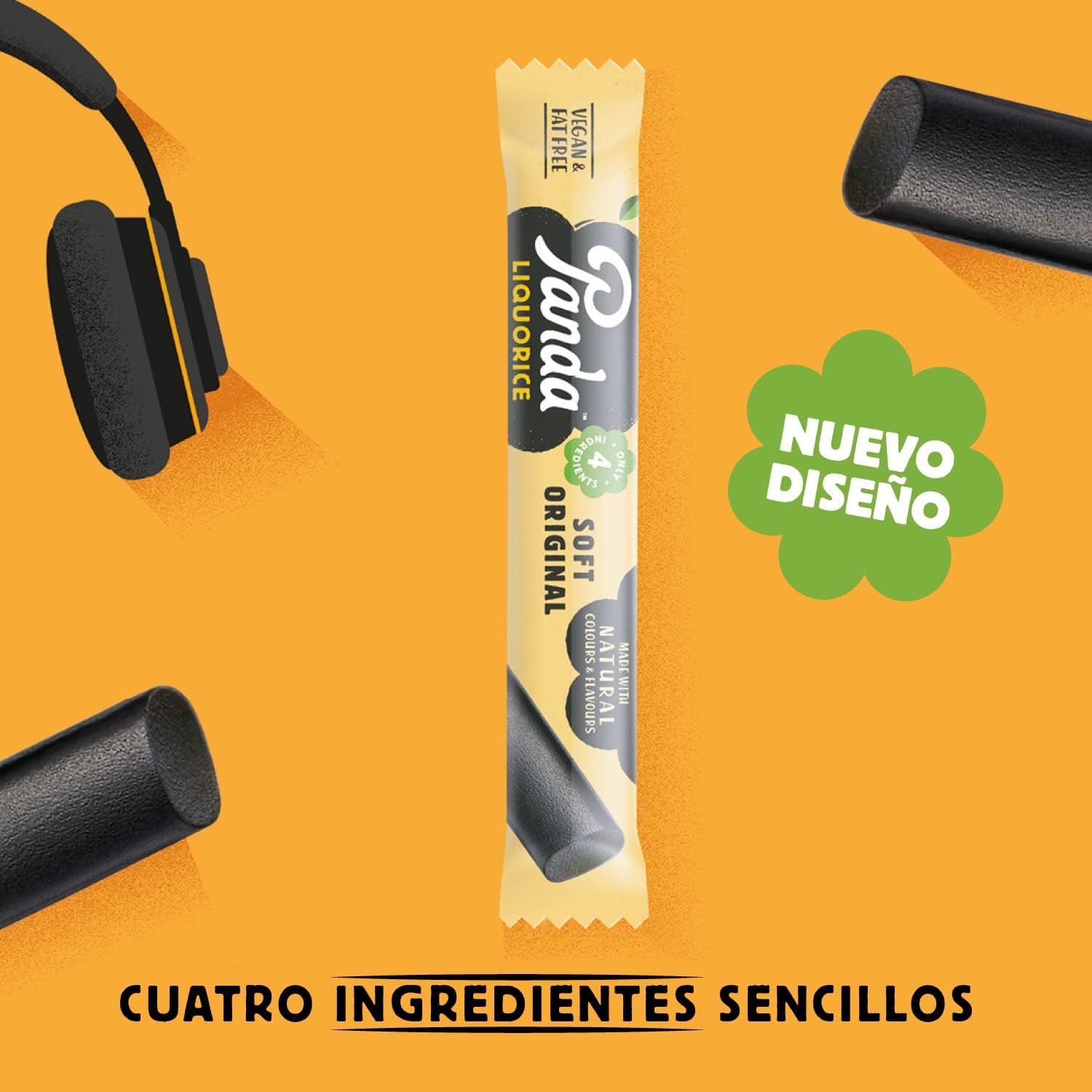 Detalle 2 de Panda ® Barras de Regaliz Suave Vegano 36 x 32g 🍬