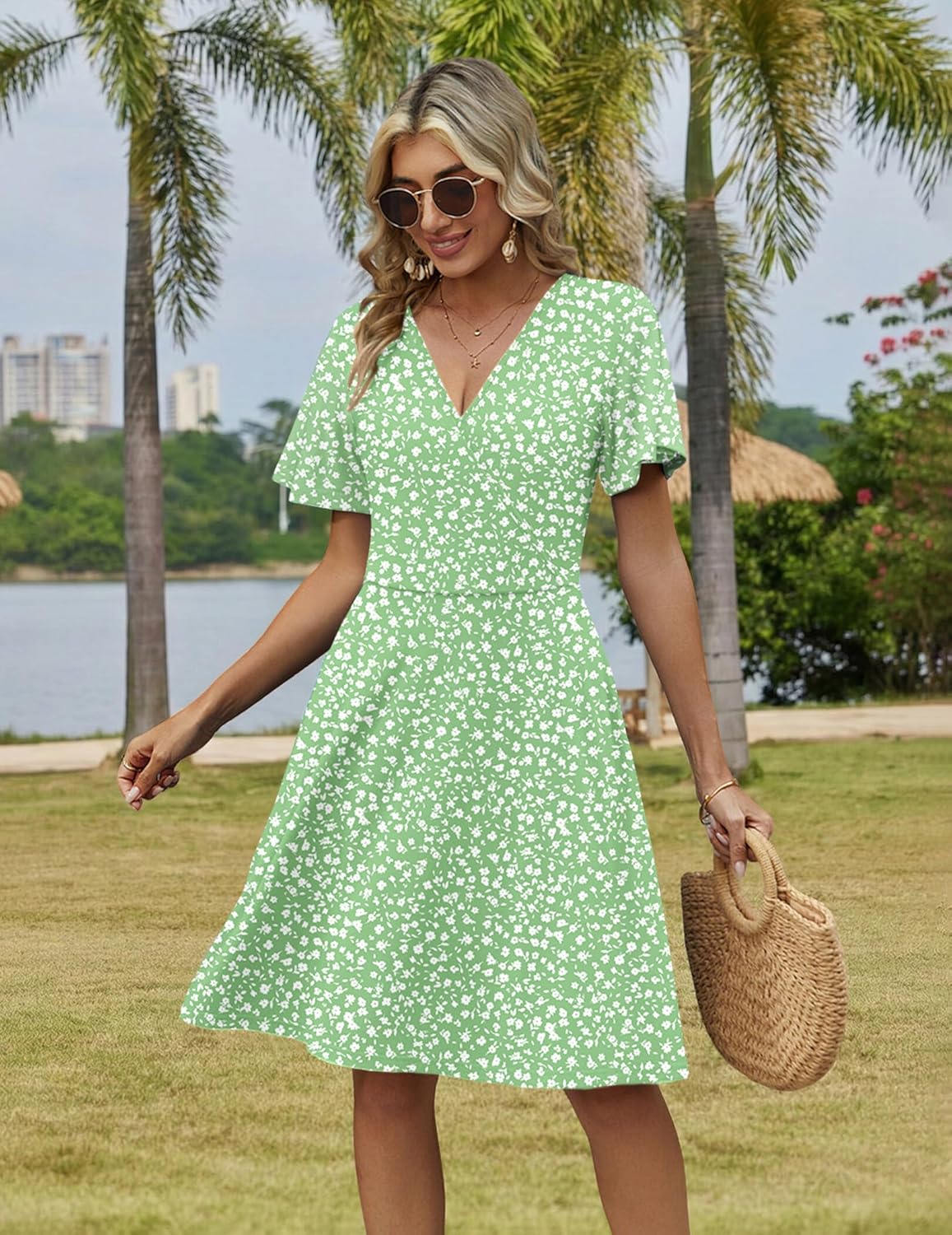 Thumbnail 3 de Zeagoo Women's Summer Wrap V-Neck Floral Dress with Pockets