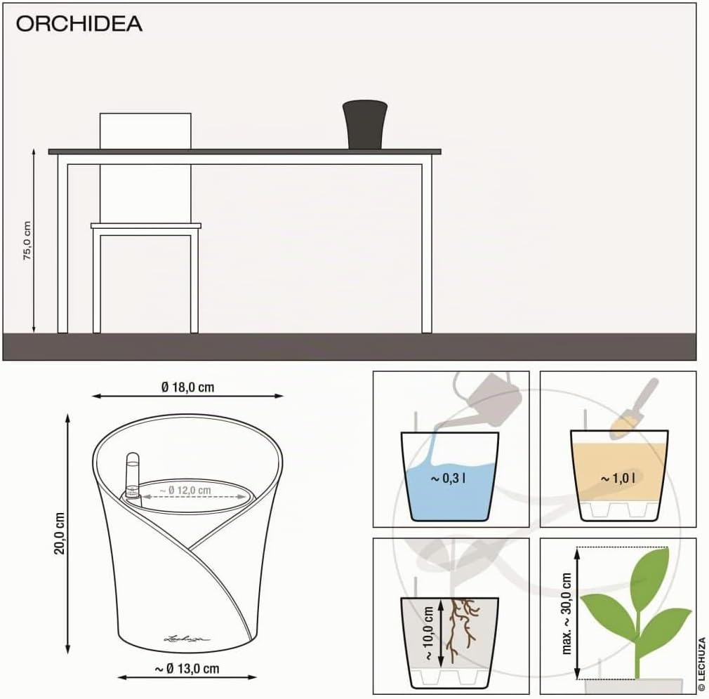 Detalle de LECHUZA ORCHIDEA grigio ardesia opaco 13961: vaso auto-irrigante per orchidee eleganti