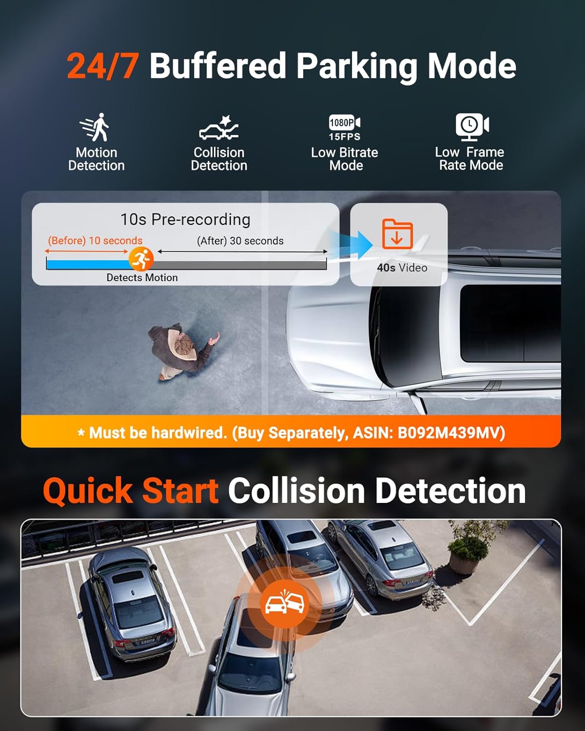 Thumbnail 5 de Vantrue N4S 3-Channel WiFi Dash Cam (STARVIS 2, PlatePix) with GPS, LTE support and 24/7 Parking Mode