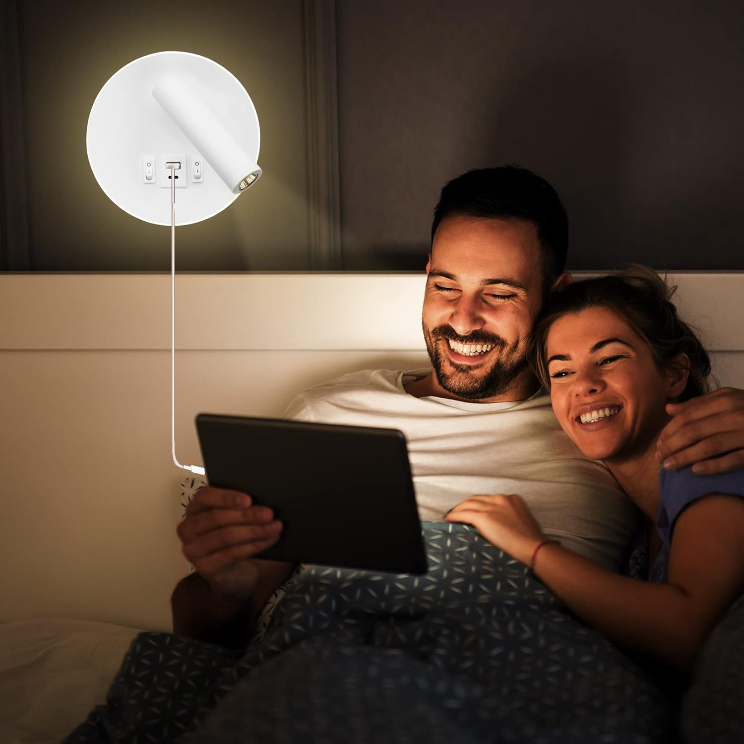 Thumbnail 6 de uksunvi TC008 led-wandleeslamp met USB- en USB-C-poort, 3000 K