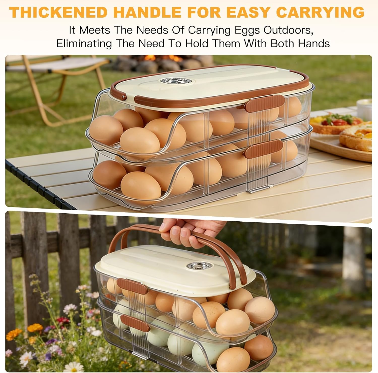 Thumbnail 4 de Qxutiwy DCF456782E Double-Column Refrigerator Egg Holder with Rolling Tray