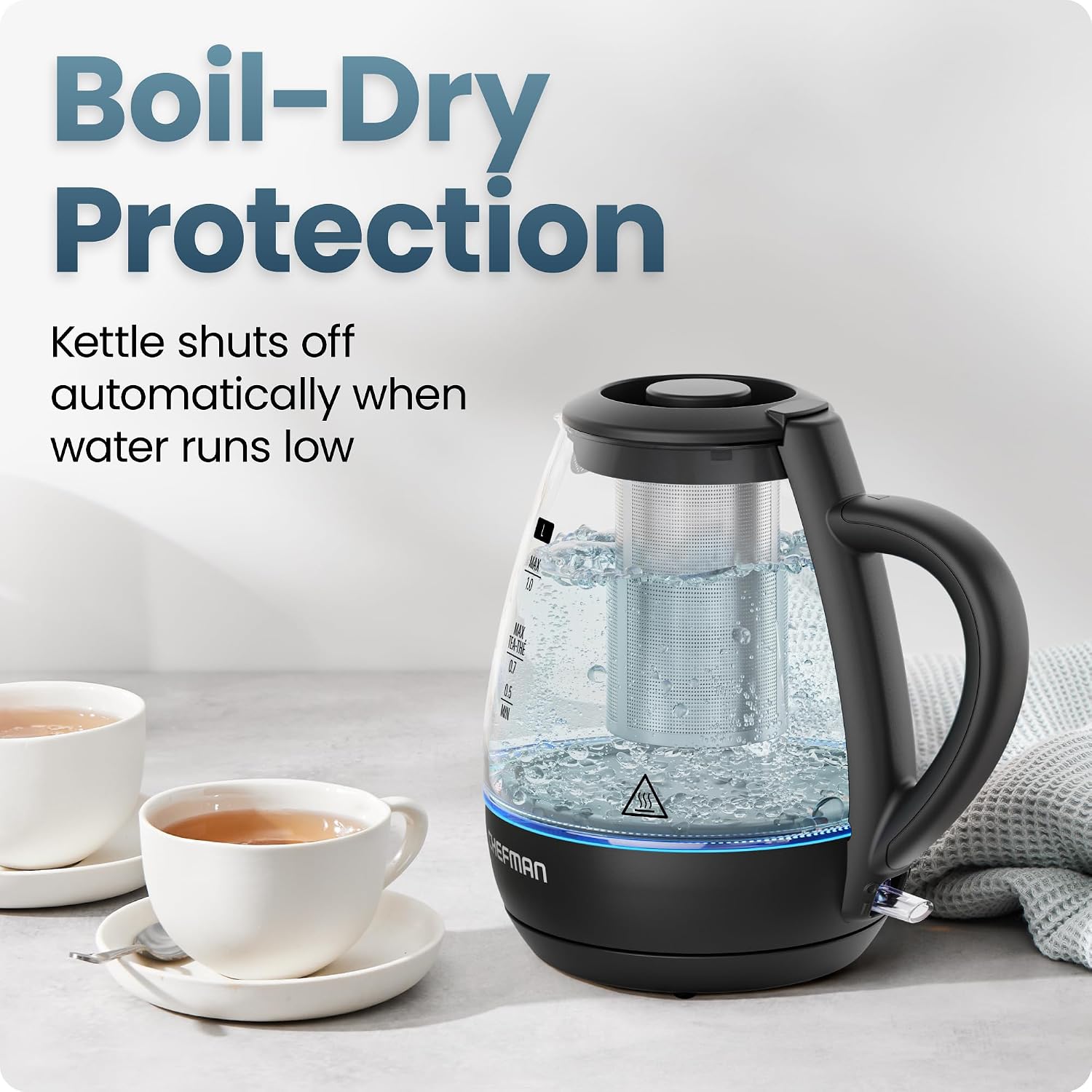 Thumbnail 6 de Chefman Kettle with Tea Infuser, 1L ⚡