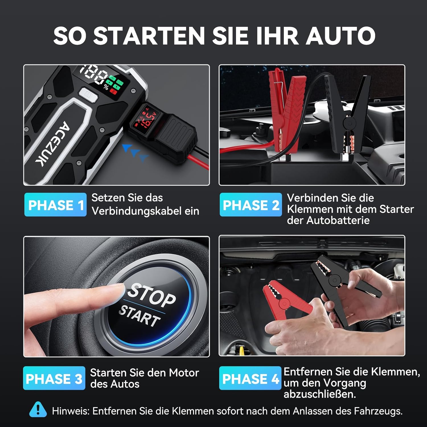 Thumbnail 6 de ACEZUK Starthilfe Powerbank 8000A für Auto starten ⛽
