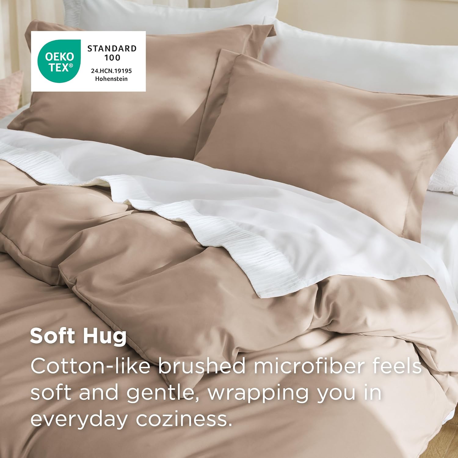 Thumbnail 1 de Bedsure Queen Duvet Cover Set, Light Khaki Double-Brushed Polyester