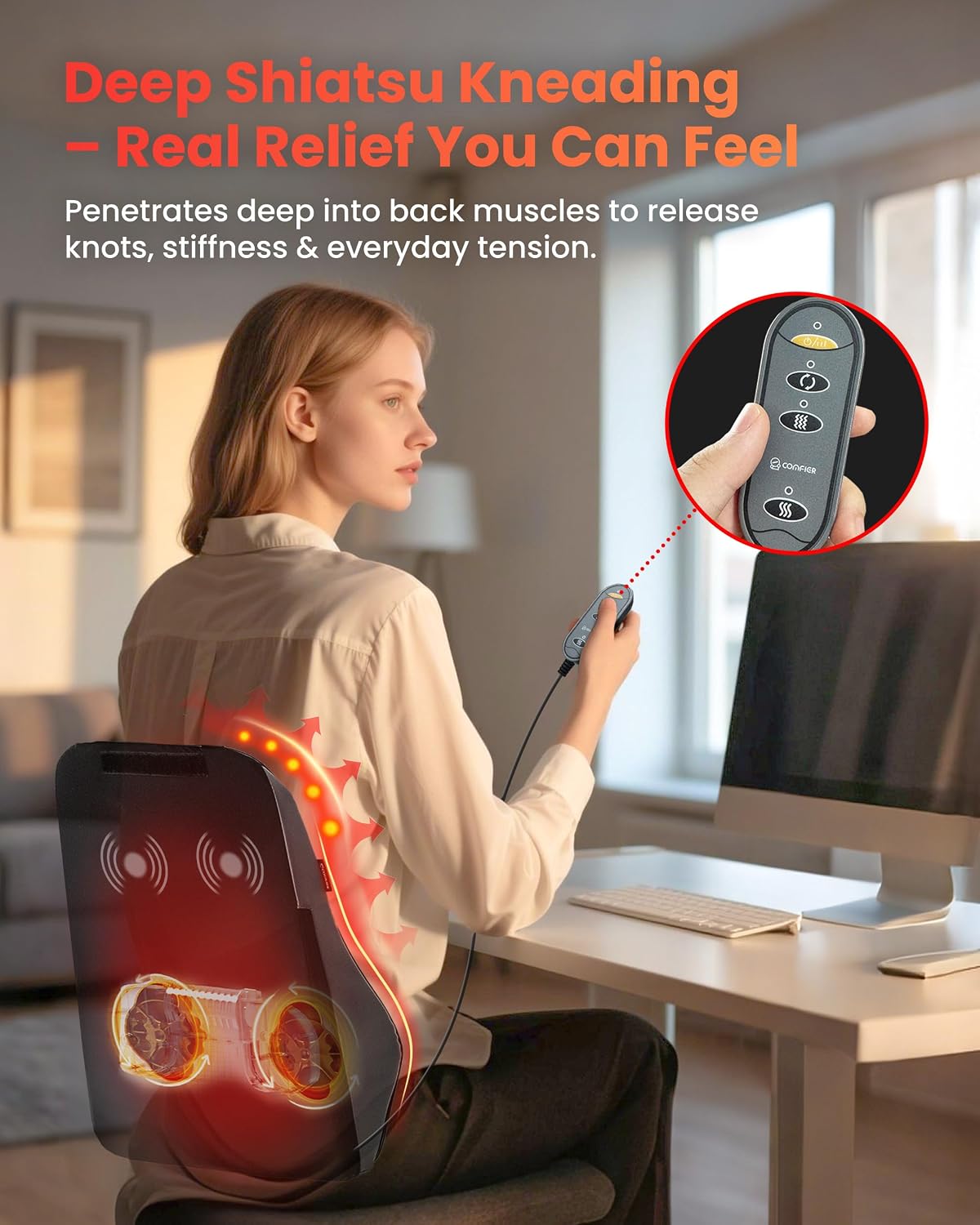 Detalle 2 de COMFIER Massagegerät Nacken- und Rücken 8 Knoten