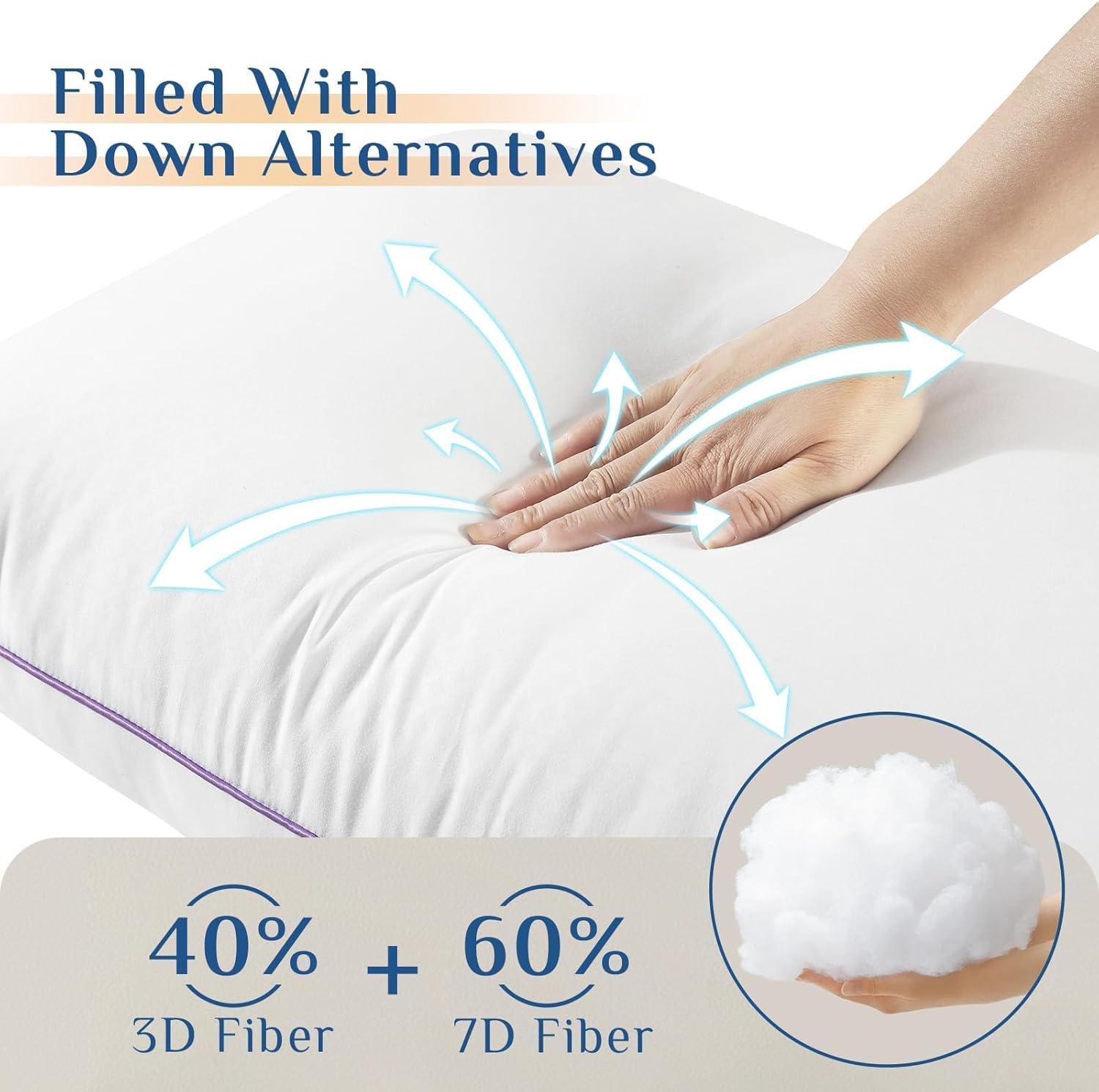Thumbnail 2 de JOLLYVOGUE Pillows Standard Size Set of 4 (Washable Down Alternative) — Soft yet Supportive for Side, Back, and Stomach Sleepers