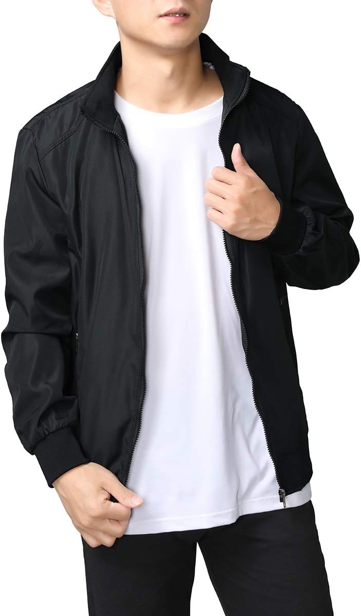 Detalle 2 de YOUTHUP Herren Leichte Freizeit-Übergangsjacke im Bomberjacke-Stil mit Umlegekragen