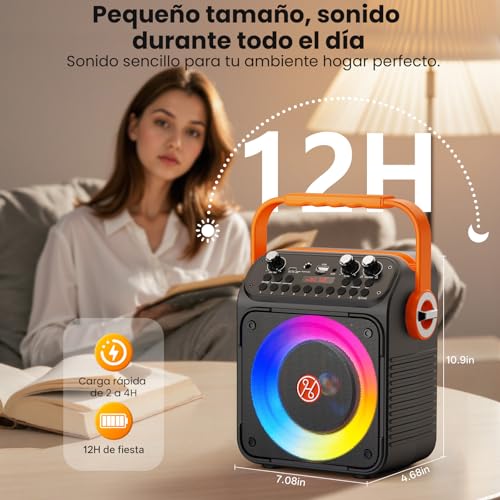 Thumbnail 6 de HWWR Karaoke 2: Altavoz Karaoke Portátil con 2 Microfonos Inalámbricos y Bluetooth 60W
