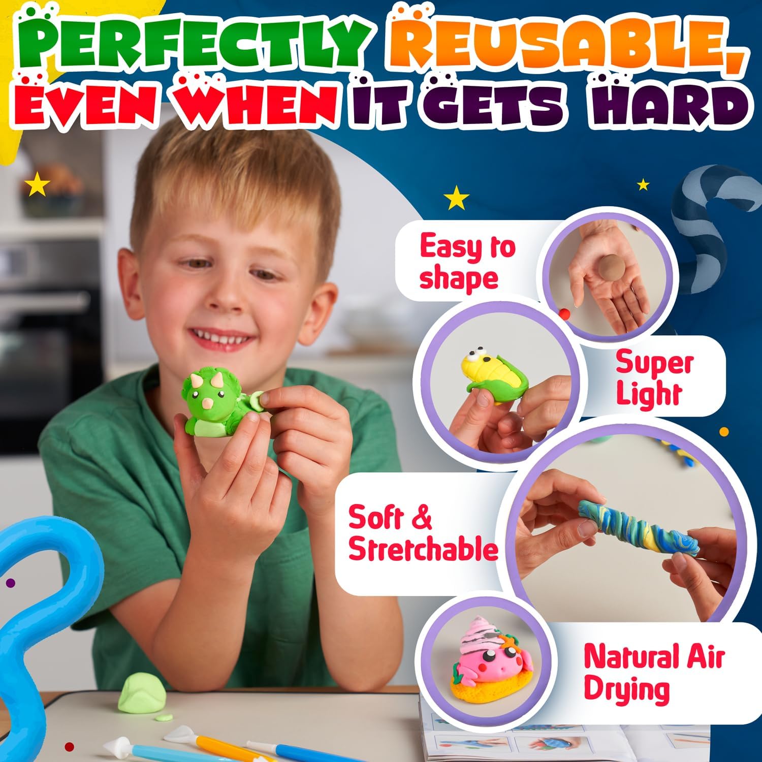 Thumbnail 3 de Air Dry Clay 26 Colours modelling set 🎨