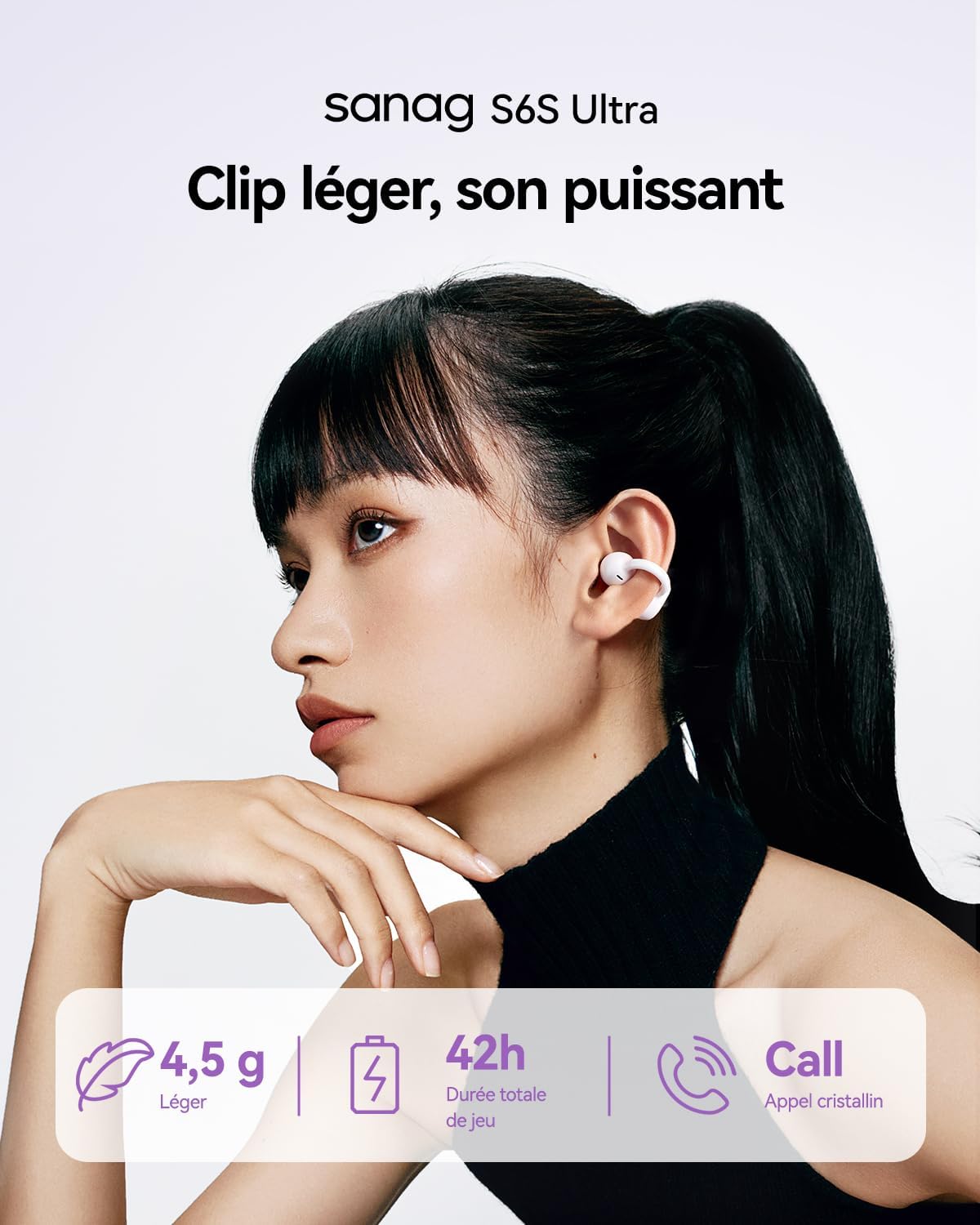 Thumbnail 1 de SANAG S6SUltra Écouteurs Bluetooth sans Fil – Open-Ear Clip, IP67, 4,5 g