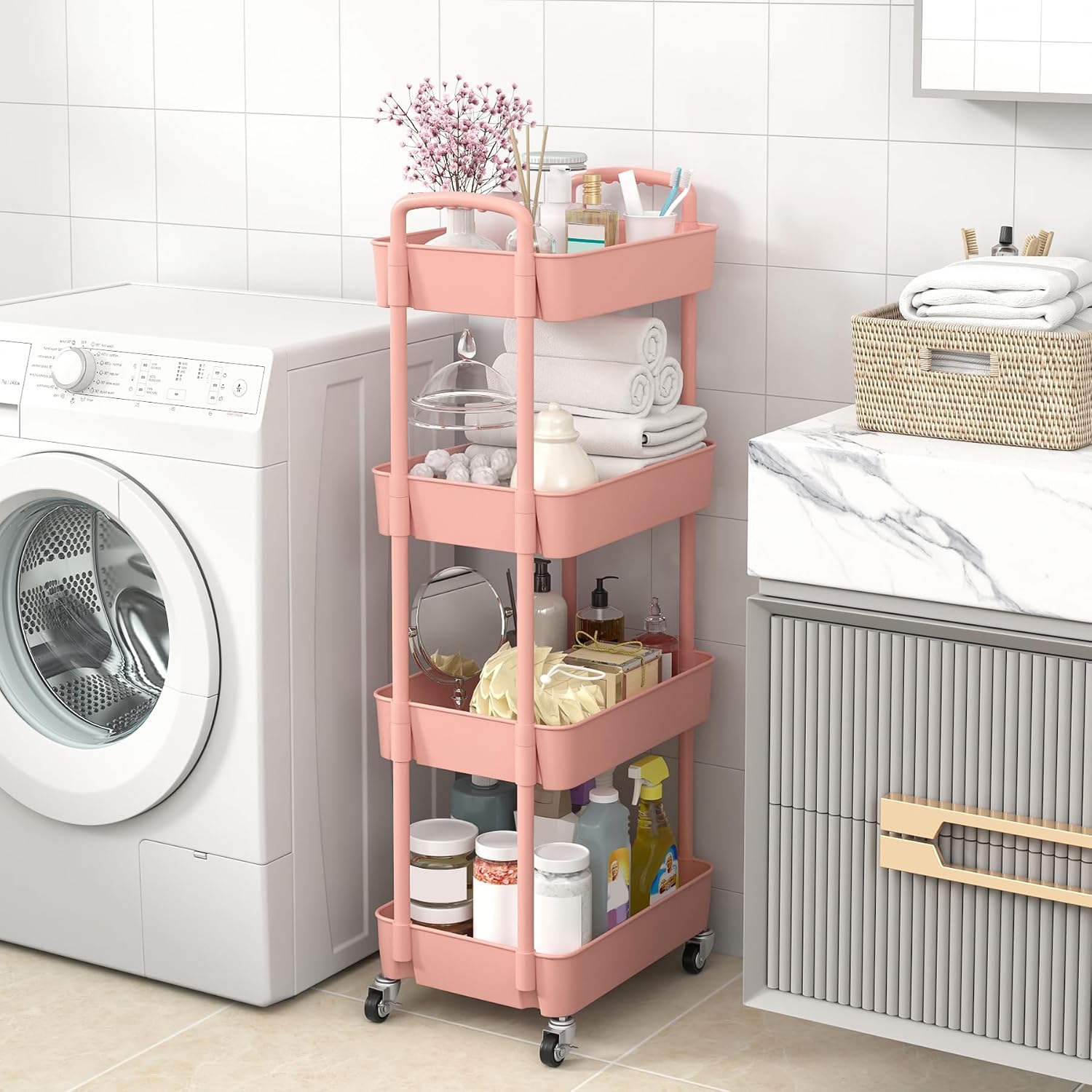 Detalle 2 de Sywhitta 4-Tier Rolling Utility Cart 4-Tier