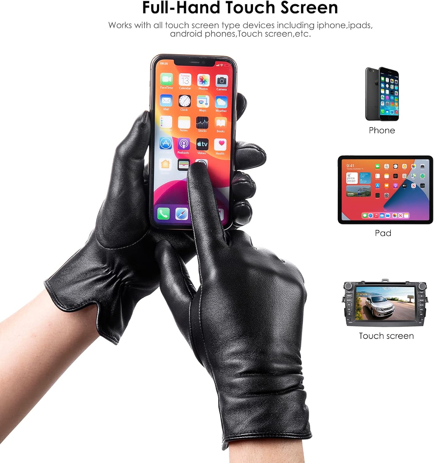 Thumbnail 4 de Dsane Leather Touchscreen Gloves 6.5-8.5