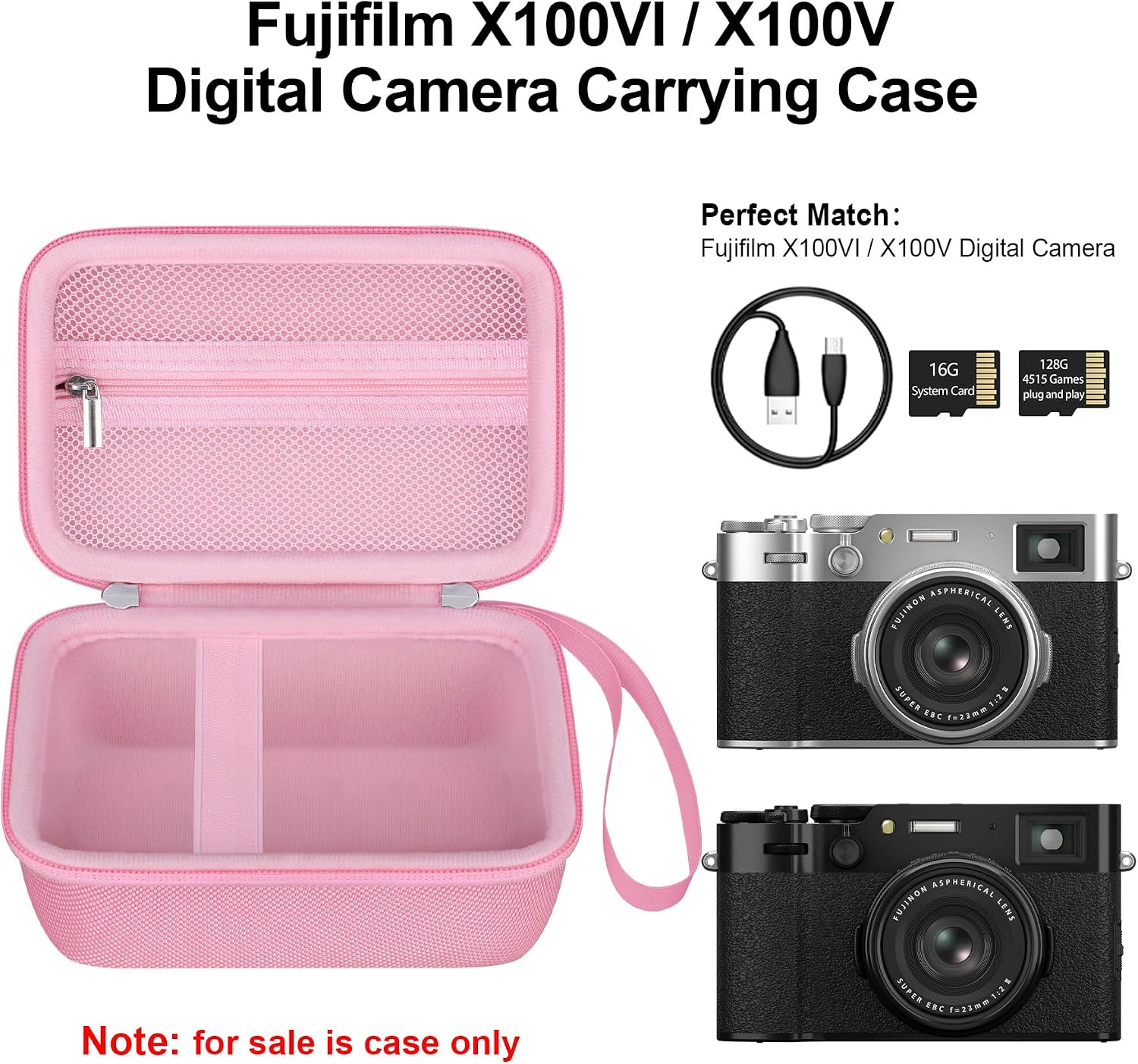 Thumbnail 1 de Elonbo Carrying Case for Fujifilm X100VI / X100V / X100F / X100S / X-E5 (Pink) hard travel bag