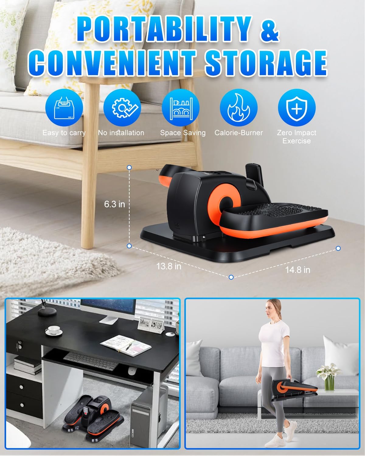 Thumbnail 6 de Putnen Under Desk Elliptical Machine with Remote Control, Quiet Seated Leg Exerciser