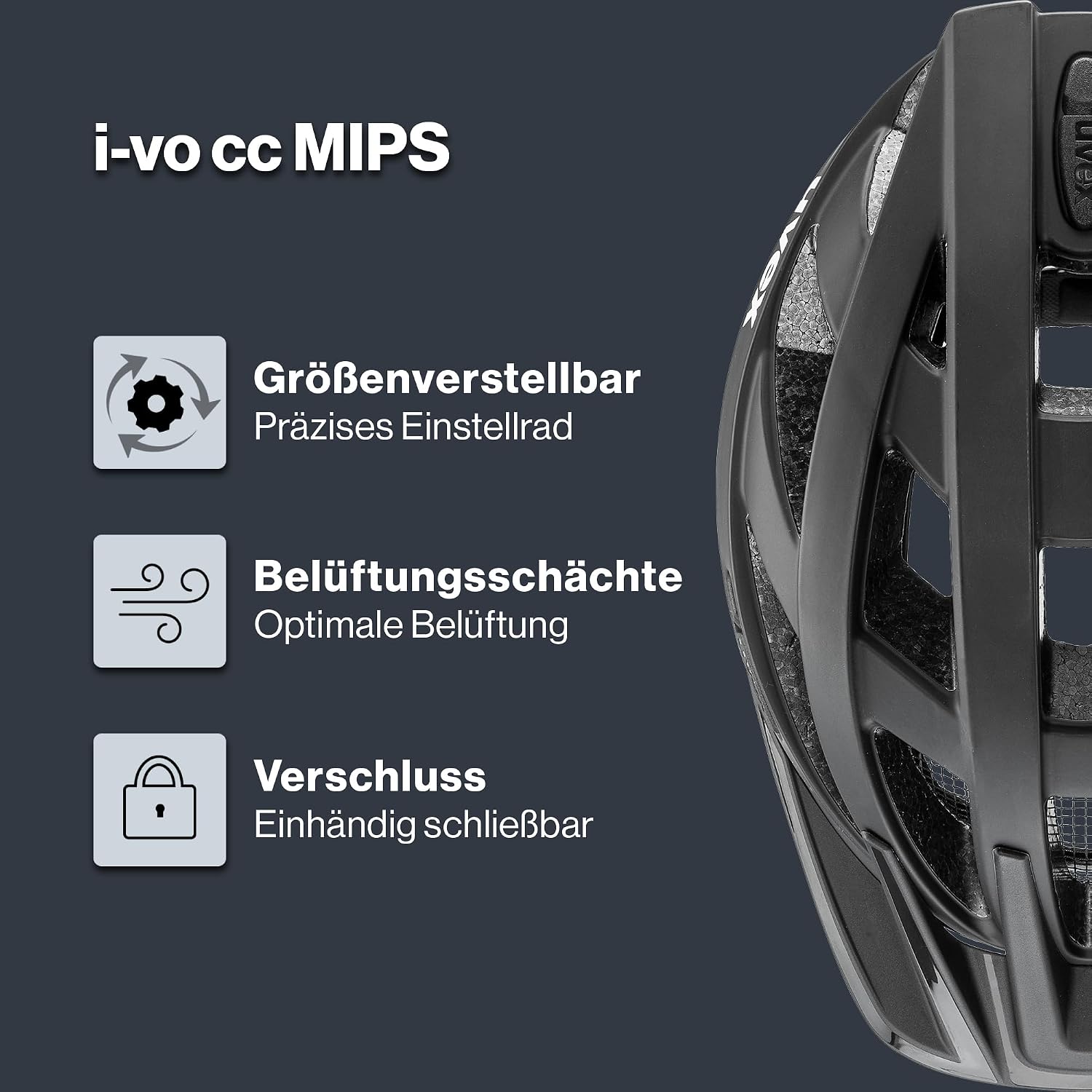 Detalle 2 de uvex i-vo cc MIPS – Leichter Allround-Helm für Damen und Herren mit erweiterbarer LED‑Option