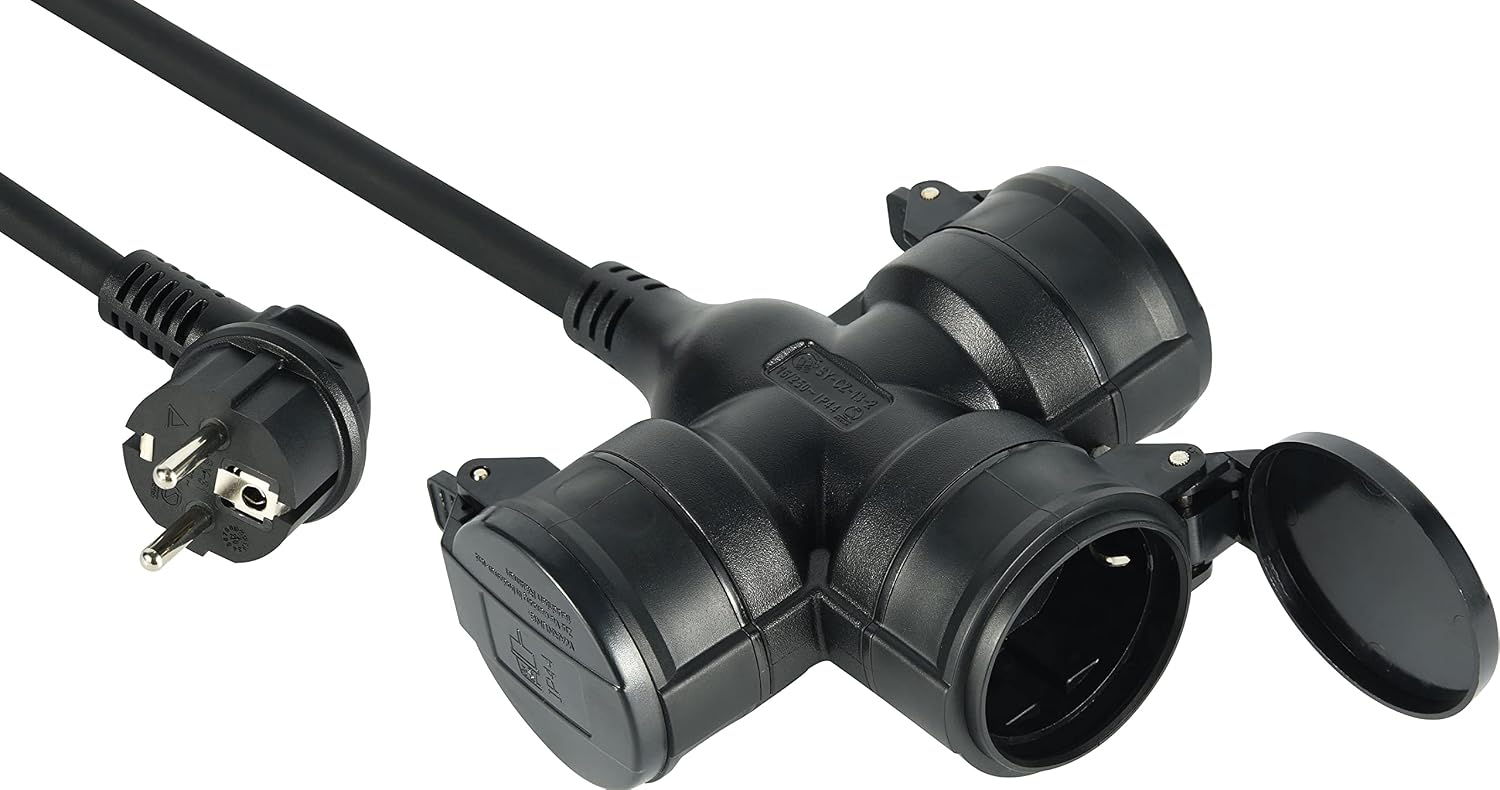 Detalle de Electraline 55095 bouwplaatsverlengkabel H07RN-F3G1.5, IP44, 3-weg