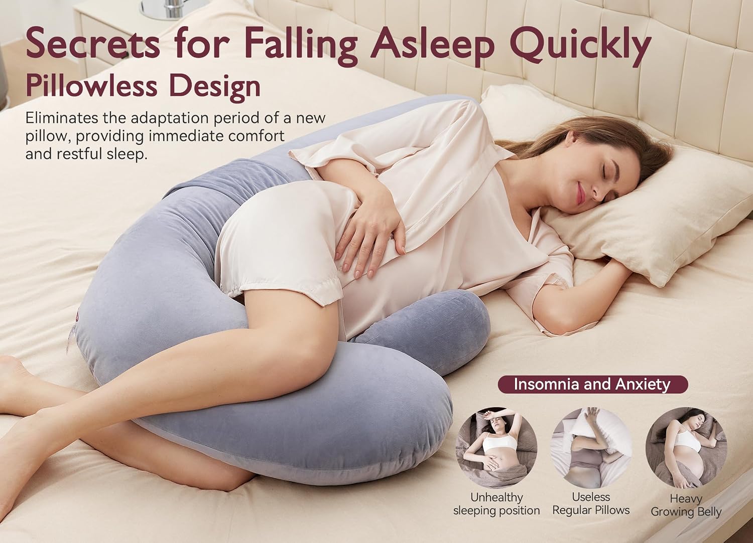 Detalle de Momcozy Pregnancy Pillow, F-Shaped