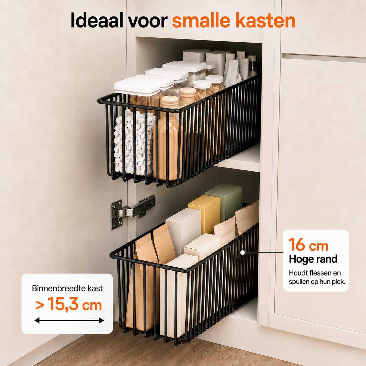 Detalle 2 de KEXIBO KEXIBO-LB uittrekbare kastmanden, 4 stuks van koolstofstaal