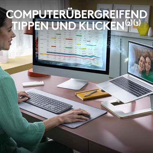 Detalle de Logitech MK950 Signature Slim: Kabelloses Tastatur‑Maus-Set für Privat- und Arbeitsalltag