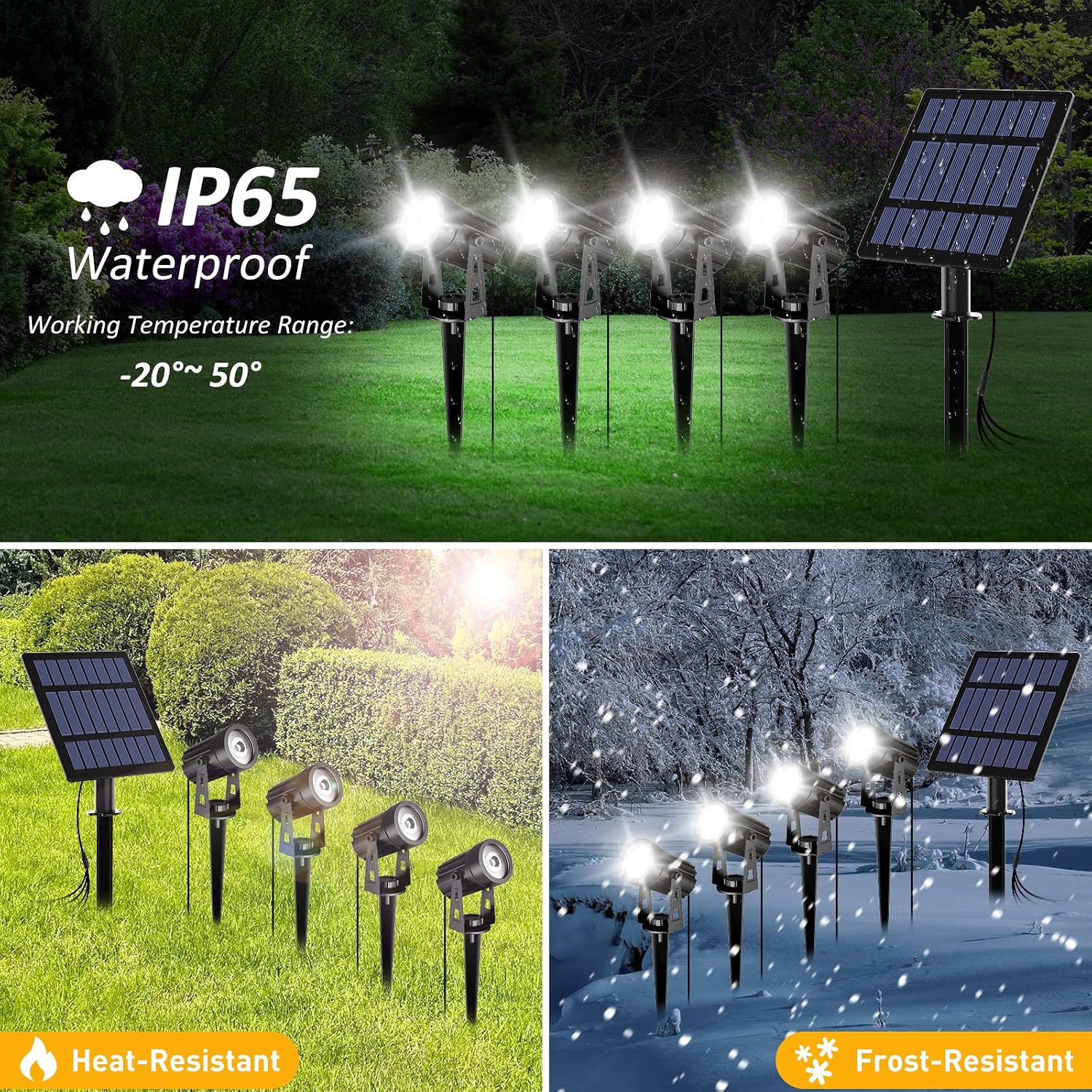 Detalle de T-SUN Faretto solare da esterno IP65 regolabile 270° con 2 modalità e accensione automatica