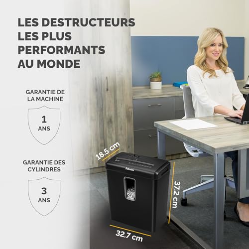 Detalle 2 de Fellowes Powershred FS-6C, destructeur coupe croisée P-4, 6 feuilles, corbeille 15 l