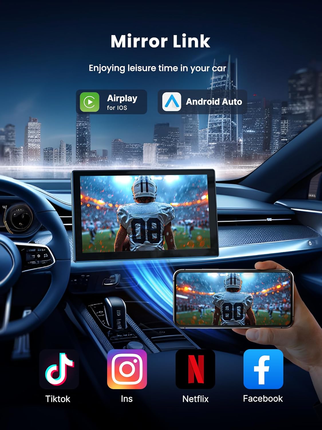 Thumbnail 6 de 9-Inch Wireless CarPlay Screen with 4K Front Camera and 1080p Rear Camera