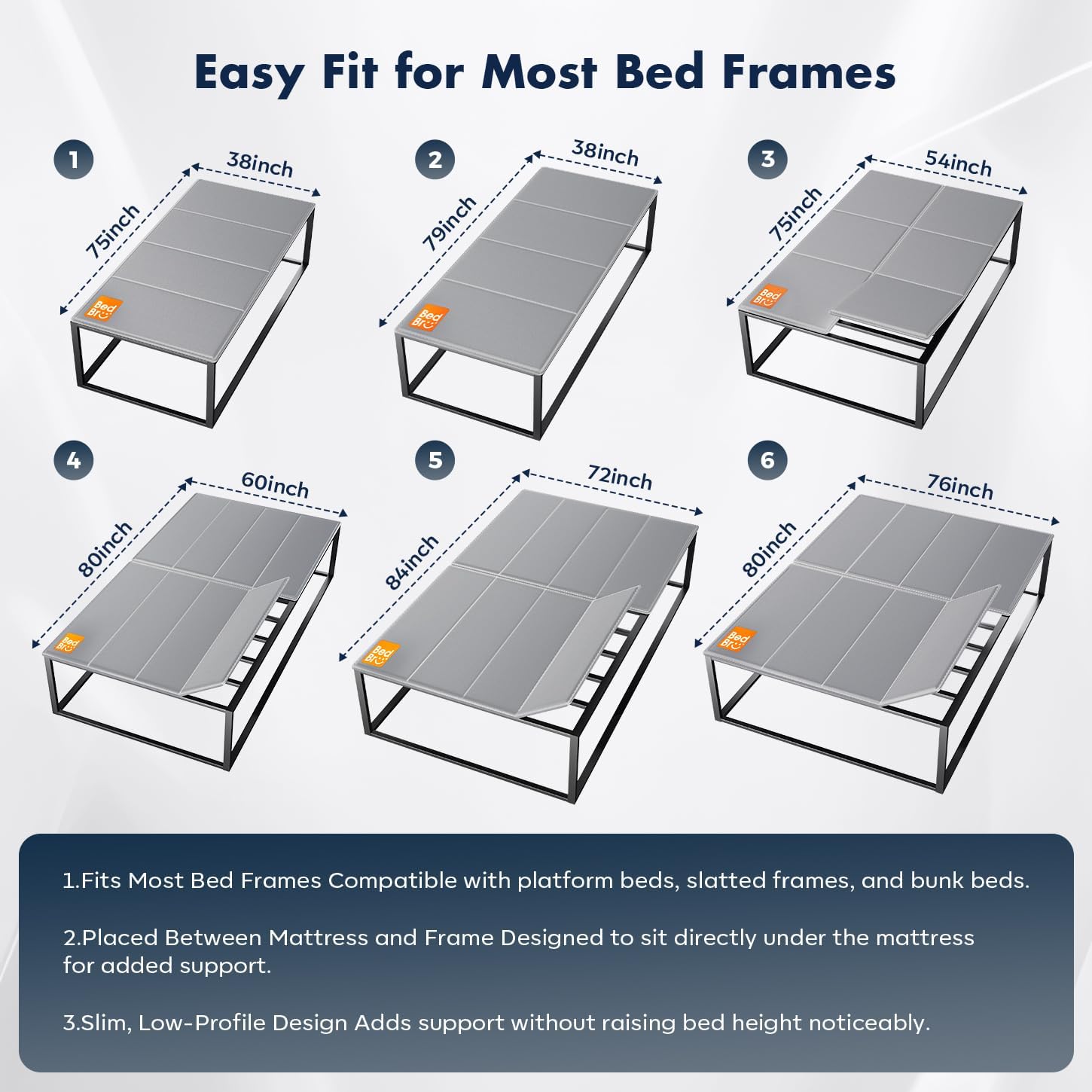 Detalle 2 de BedBro Bunkie Board Queen 10mm (60" x 80") – Gray Under Mattress Support