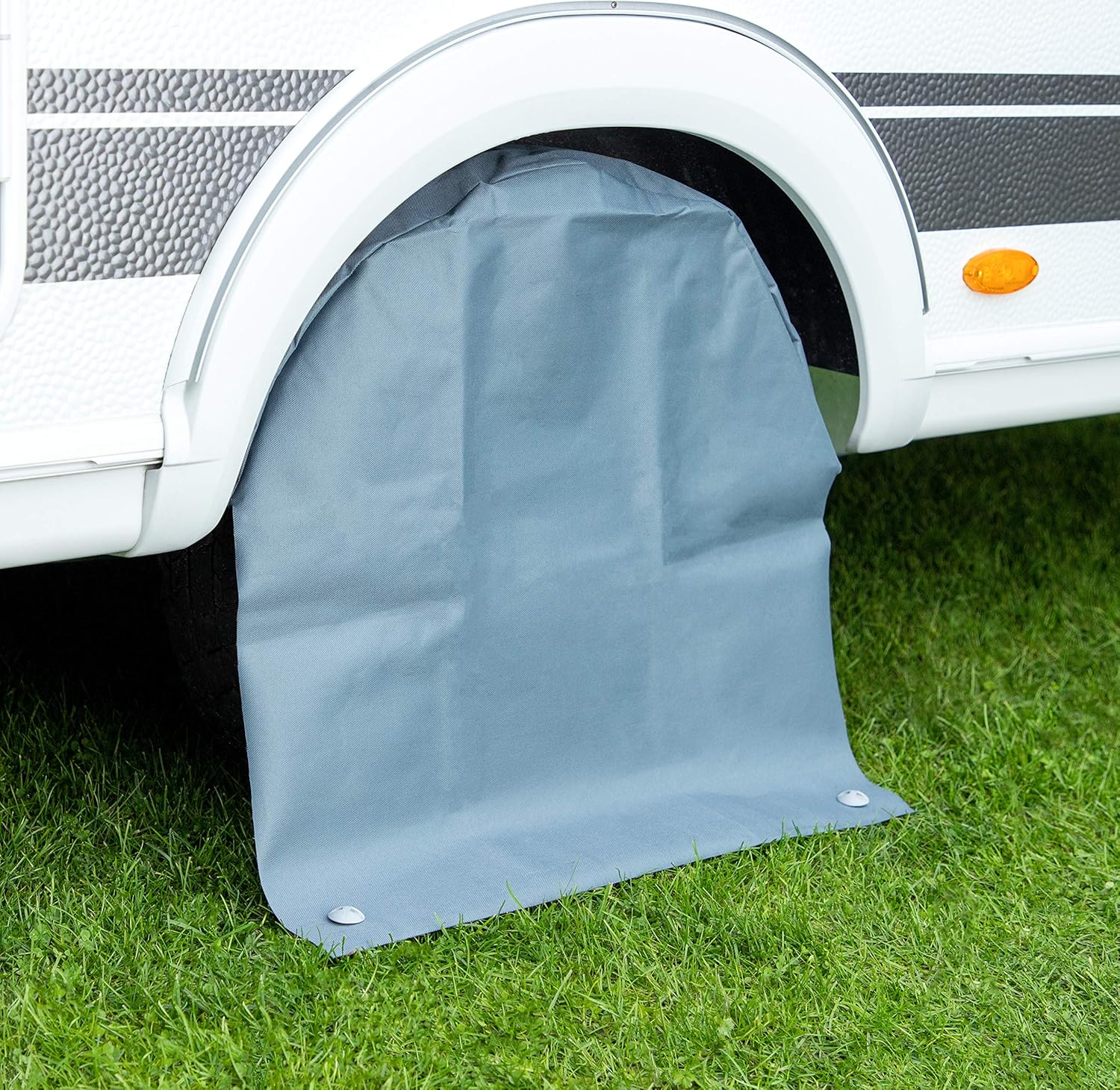 Detalle de Cartrend 10685 Caravan Radschutzhülle XL – wasserdichte Radabdeckung für 15–17 Zoll Reifen (Grau)