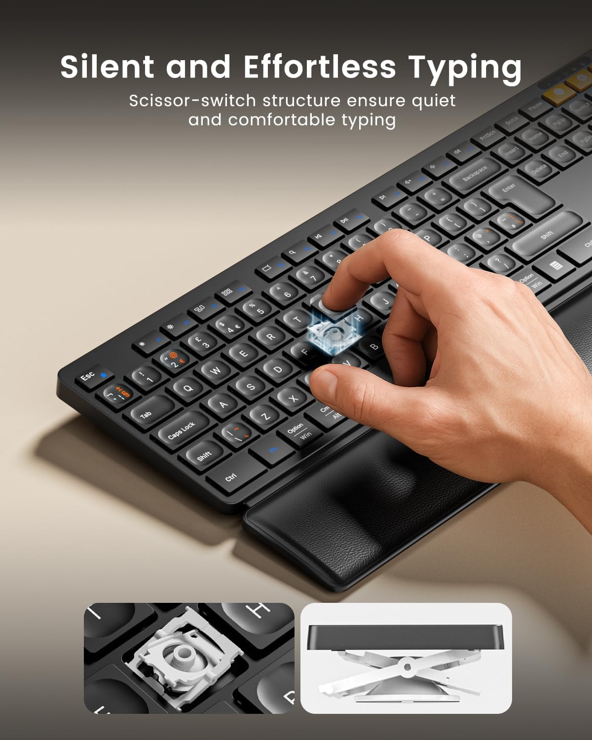 Thumbnail 5 de ProtoArc KM60 Bluetooth Wireless Keyboard and Mouse (QWERTY UK) with wrist rest, rechargeable, dual 2.4GHz + Bluetooth, black