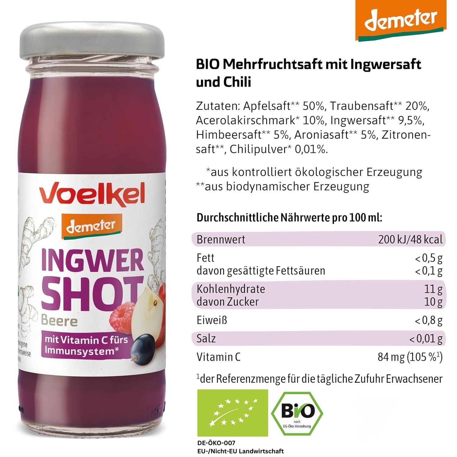 Thumbnail 1 de Voelkel Bio Ingwer-Beere Shot mit Vitamin C (Demeter, 16er-Pack) – als Power-Drink für zwischendurch