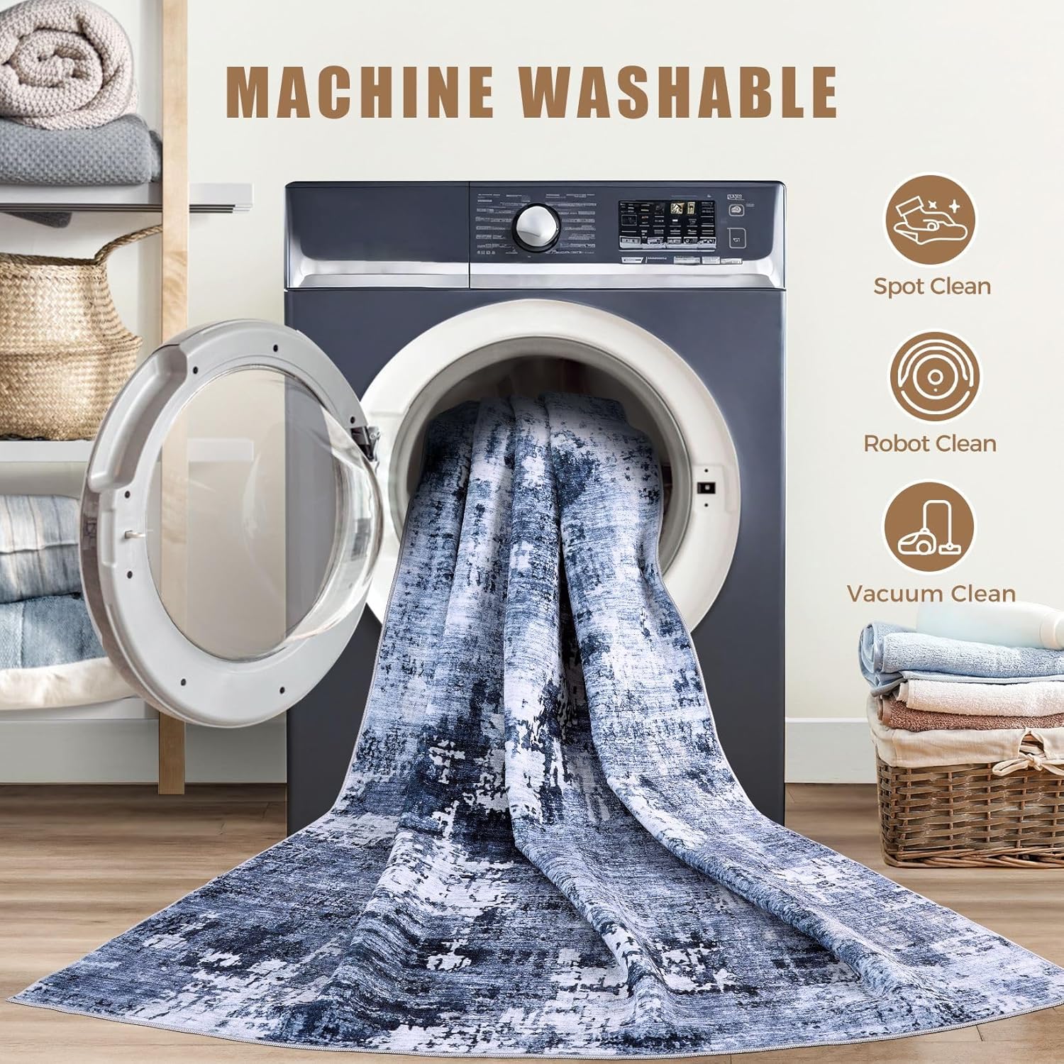 Thumbnail 5 de DMOYEST 8x10 Washable Navy Blue Area Rug ๐ก