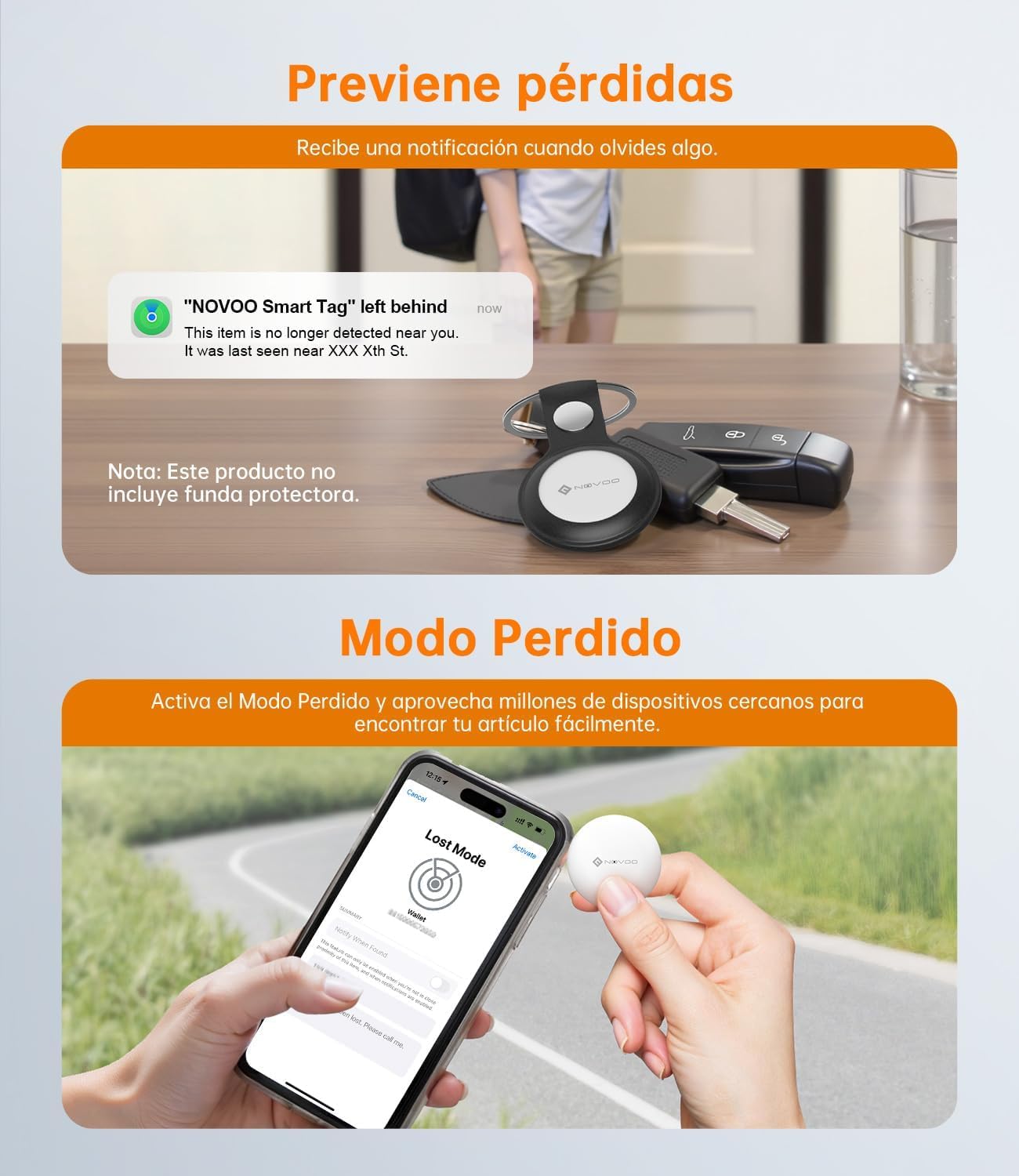 Thumbnail 3 de NOVOO Air Smart Tracker Tag Bluetooth per Apple & Google Find My, allarme 80 dB, batteria sostituibile (4 pz)